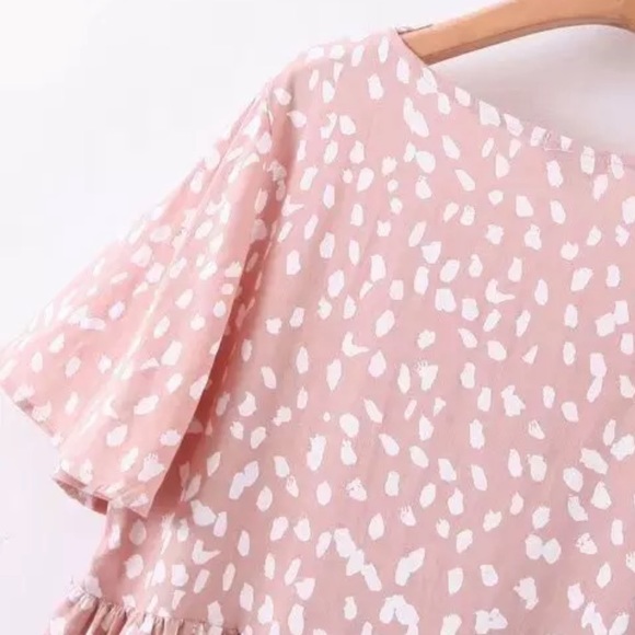 Dalmatian Dots Tiered Boho Print Dress Pink - Picture 10 of 10